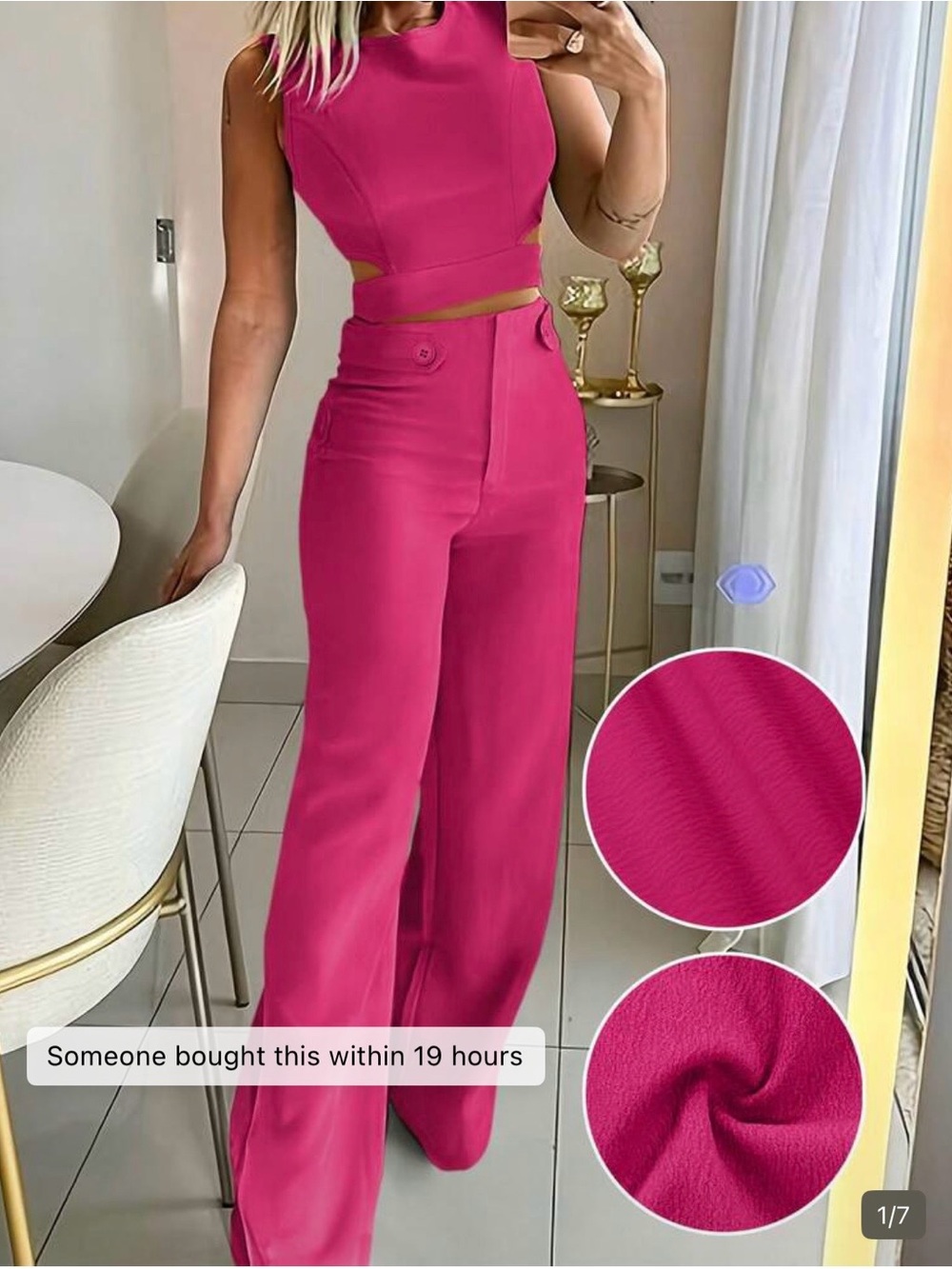 Hot Pink Two-Piece Cutout Maxi Set - Picture 4 of 5